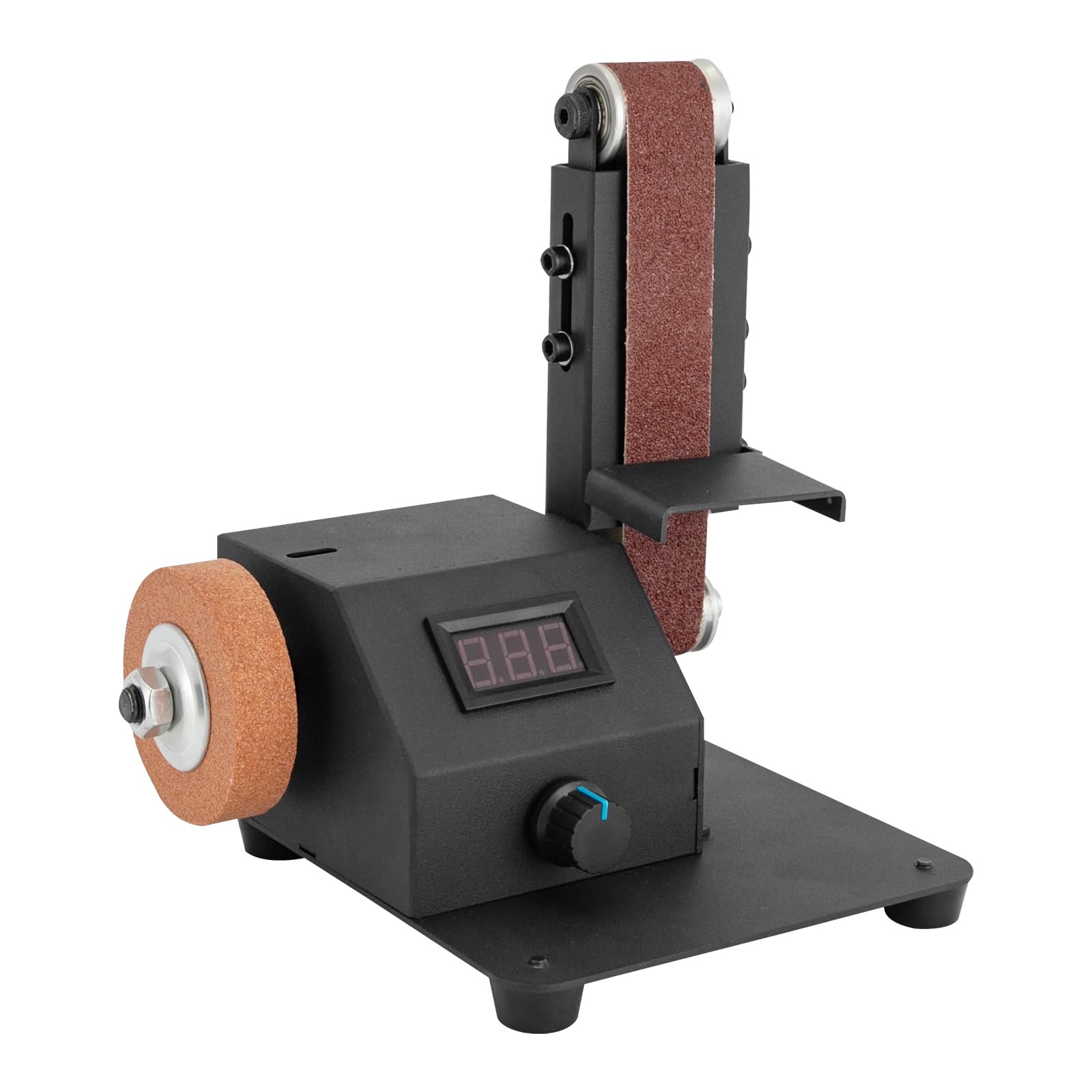Mini levigatrice a nastro elettrica, 350 W, con cavo, velocità 0-8500 giri/min, dimensioni applicabili del nastro abrasivo 30 x 380 mm, per levigatura e lucidatura