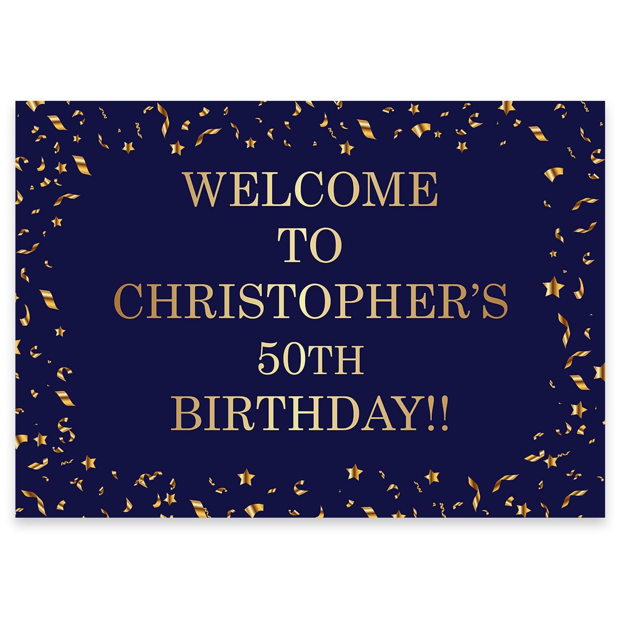 Paper Themes Navy Confetti Personalised Birthday Welcome Sign (Navy Confetti)