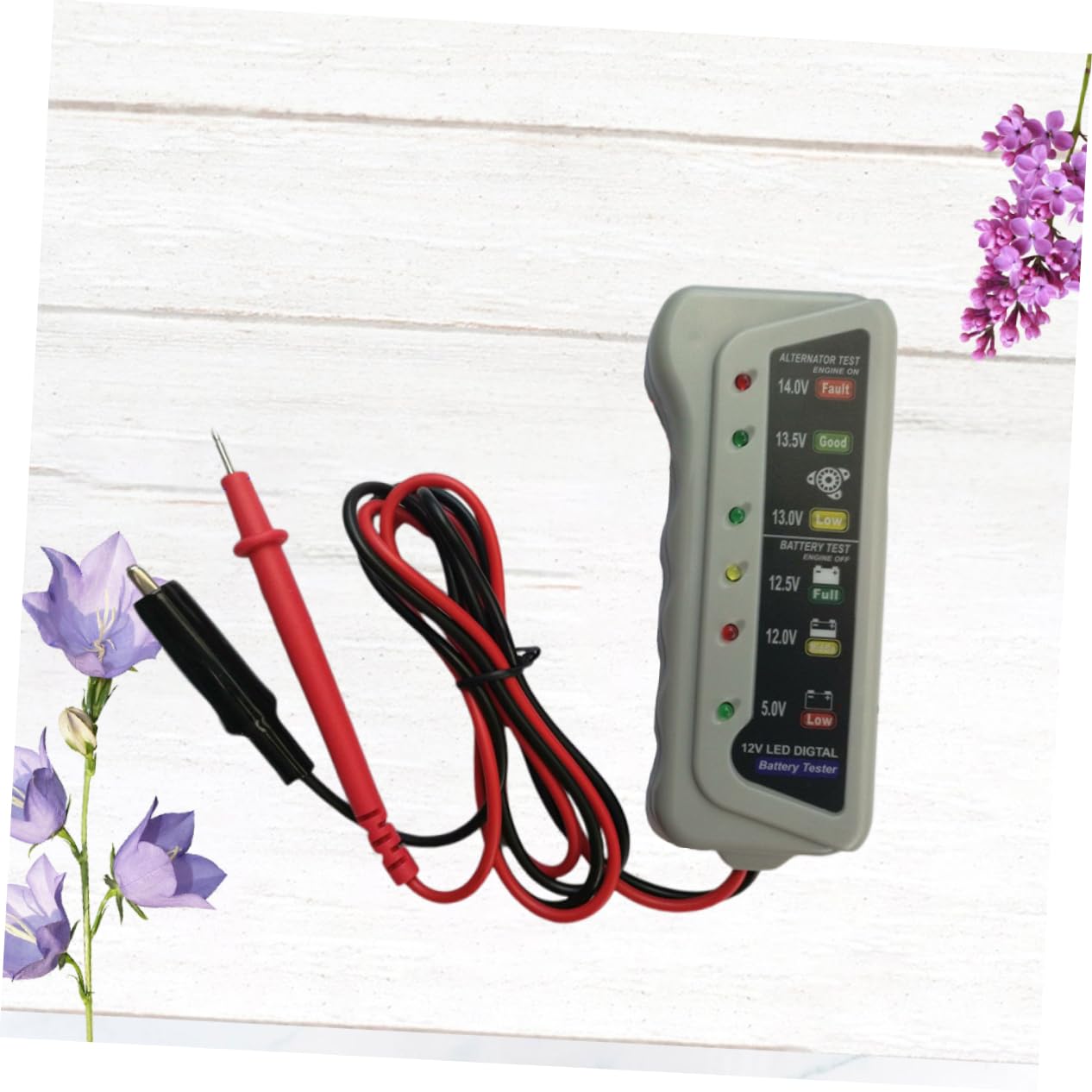 GANAZONO 12V Digital Battery Tester Monitor LED Indicator for Quick Charging System Analysis Durable Automotive Battery Checker Safe Reverse Hookup Protection Essential Tool