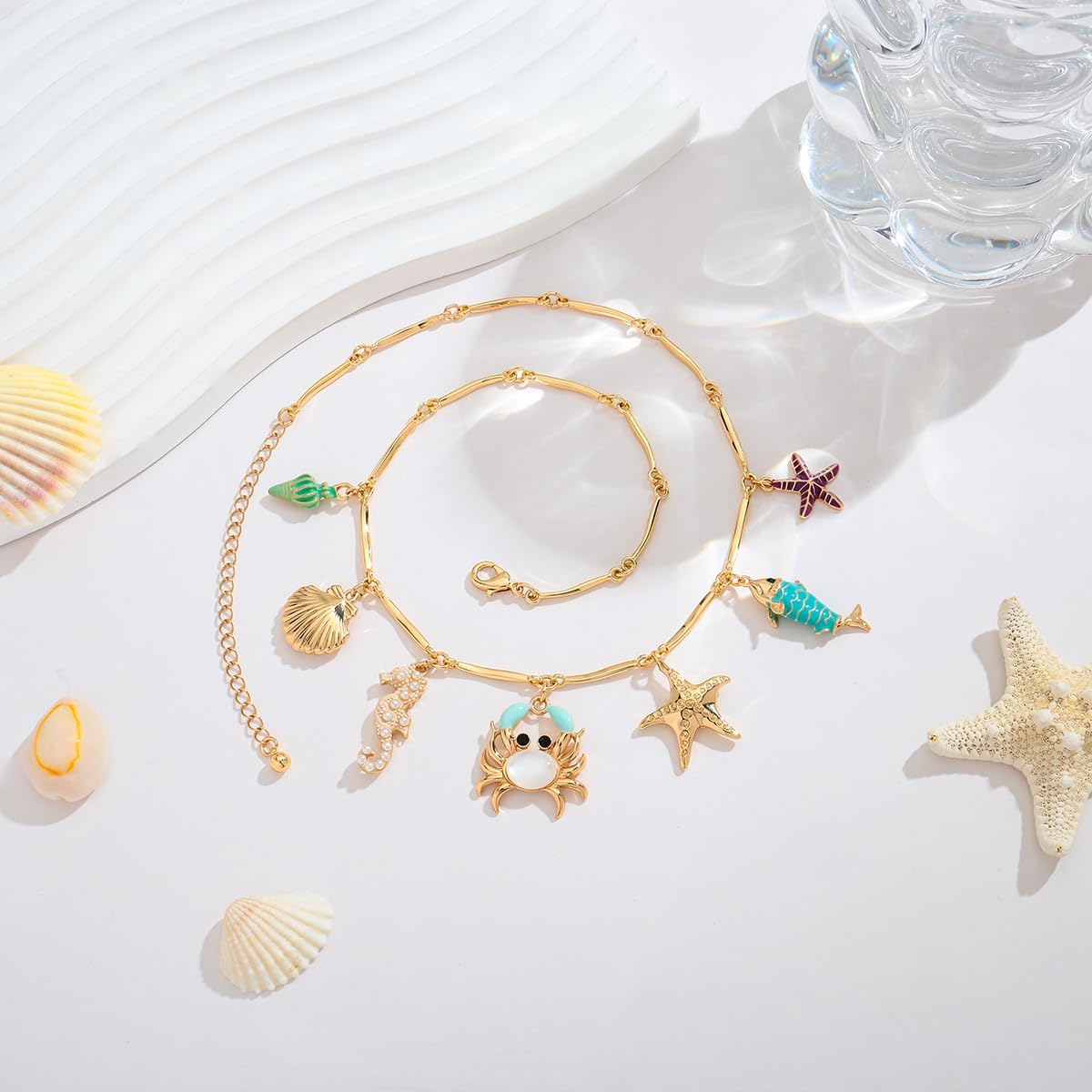 Pearl Choker Necklaces With Multi Beach Charms Shell Conch Starfish Jewelry - Image 4