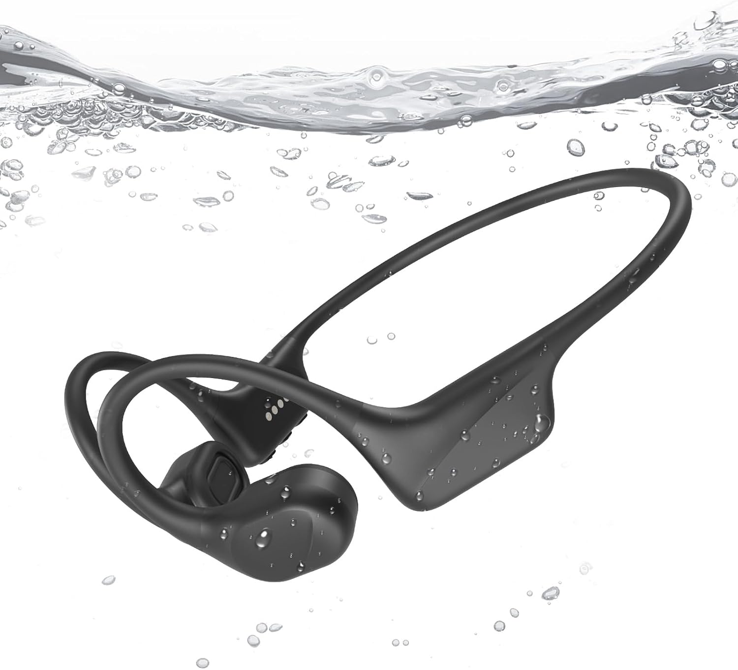 Swimming headphones-bone conduction headphones, IP68 waterproof built-in MP3 player 32G memory, underwater swimming headphone, wireless open Earphones Bluetooth 6.0, for running, cycling (Black)