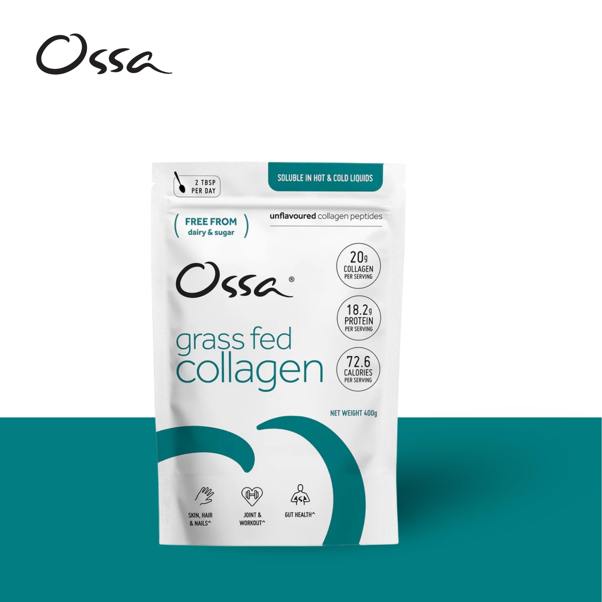 Ossa Collagen Peptide Pulver 400g | Grasfutter | Natürliches Proteinergänzungsmittel mit Aminosäuren | Keto- & Paleo-freundlich | Unterstützt gesundes Haar, Haut, Gelenke & Muskeln