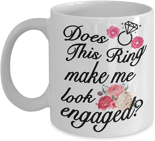 Regalo para prometido – ¿Este anillo me hace mirar comprometido taza – Cesta de compromiso idea de regalos – Taza de café prometido