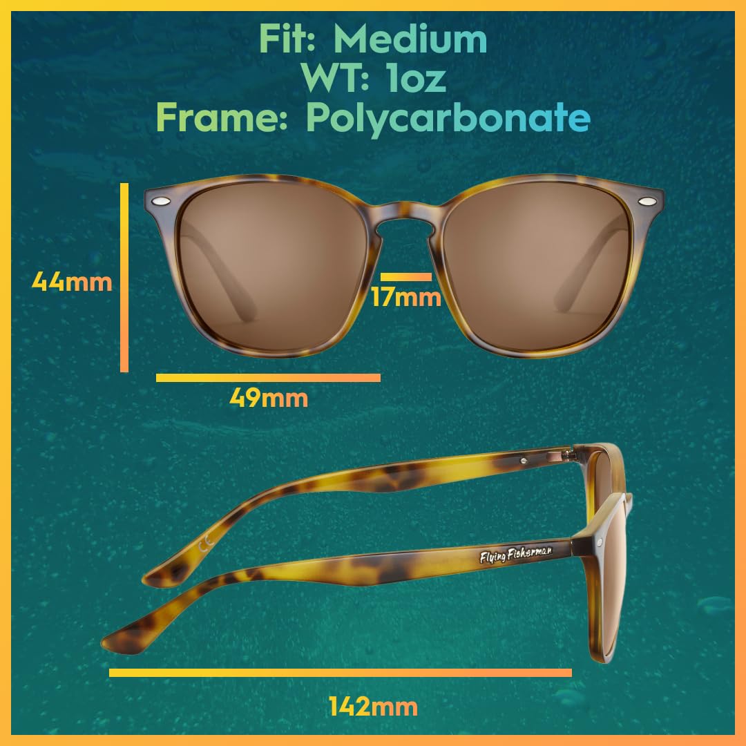 Flying Fisherman Muriel Classic Polarized Sunglasses, Gloss Tortoise Frame/Amber Lens, Medium 1