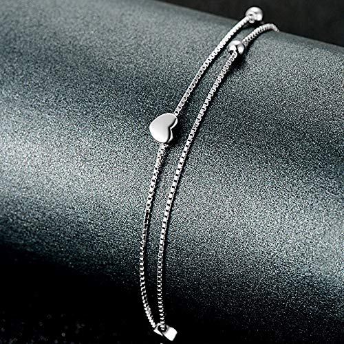 Rnivida 925 Sterling Silver Anklet For Women, Heart Charm Adjustable Foot Ankle Bracelet Jewelry For Women (Heart) #TOP2
