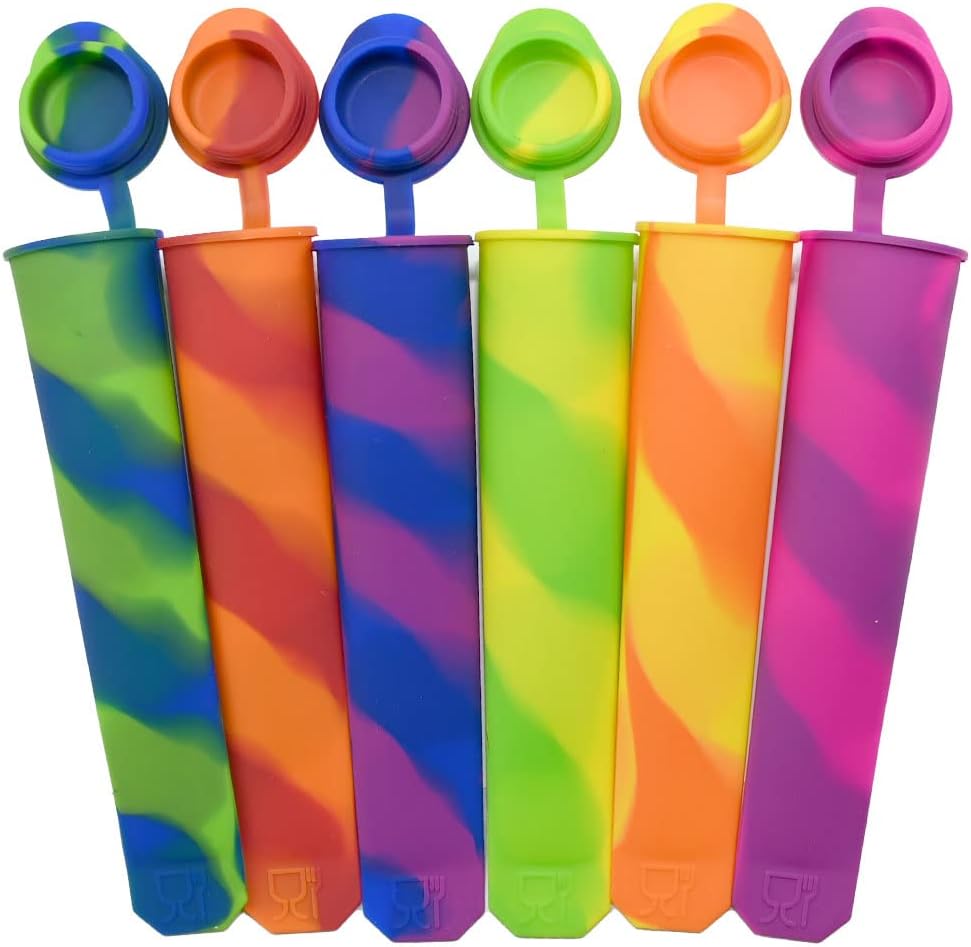 Ram® 6 x Silicone Ice Cream Moulds Ice Lolly Pop Mould Kids Popsicle Ice Lolly Maker