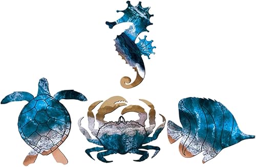 Miniatura 7 de BESPORTBLE 3 juegos de decoración de pared de vida marina para el hogar, decoración de metal al aire libre, decoración de pared para el hogar,