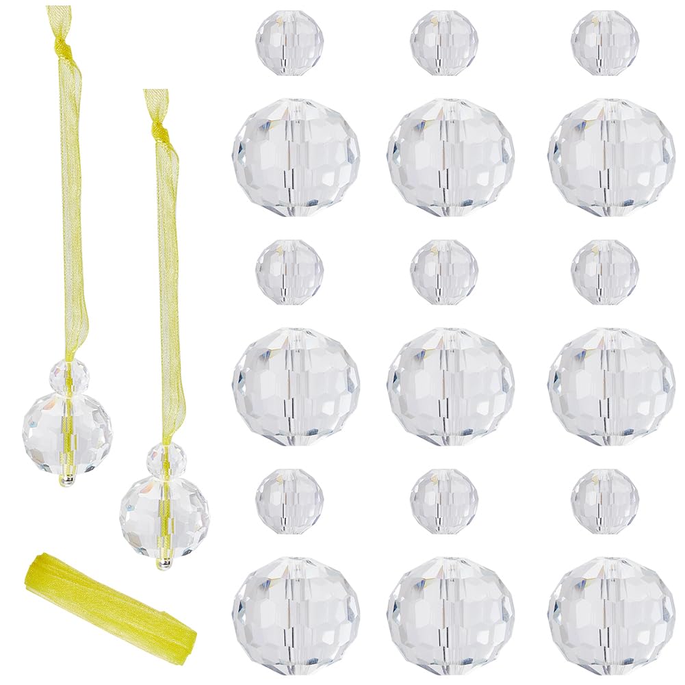 SOFPLATE 1 Caja de 12 Juegos de Adornos de Prisma para Árbol de Navidad Bolas de Cristal Colgantes Adornos de Cristal Transparente de 22mm Facetado Electrochapado Kits de Adornos Colgantes para Colga