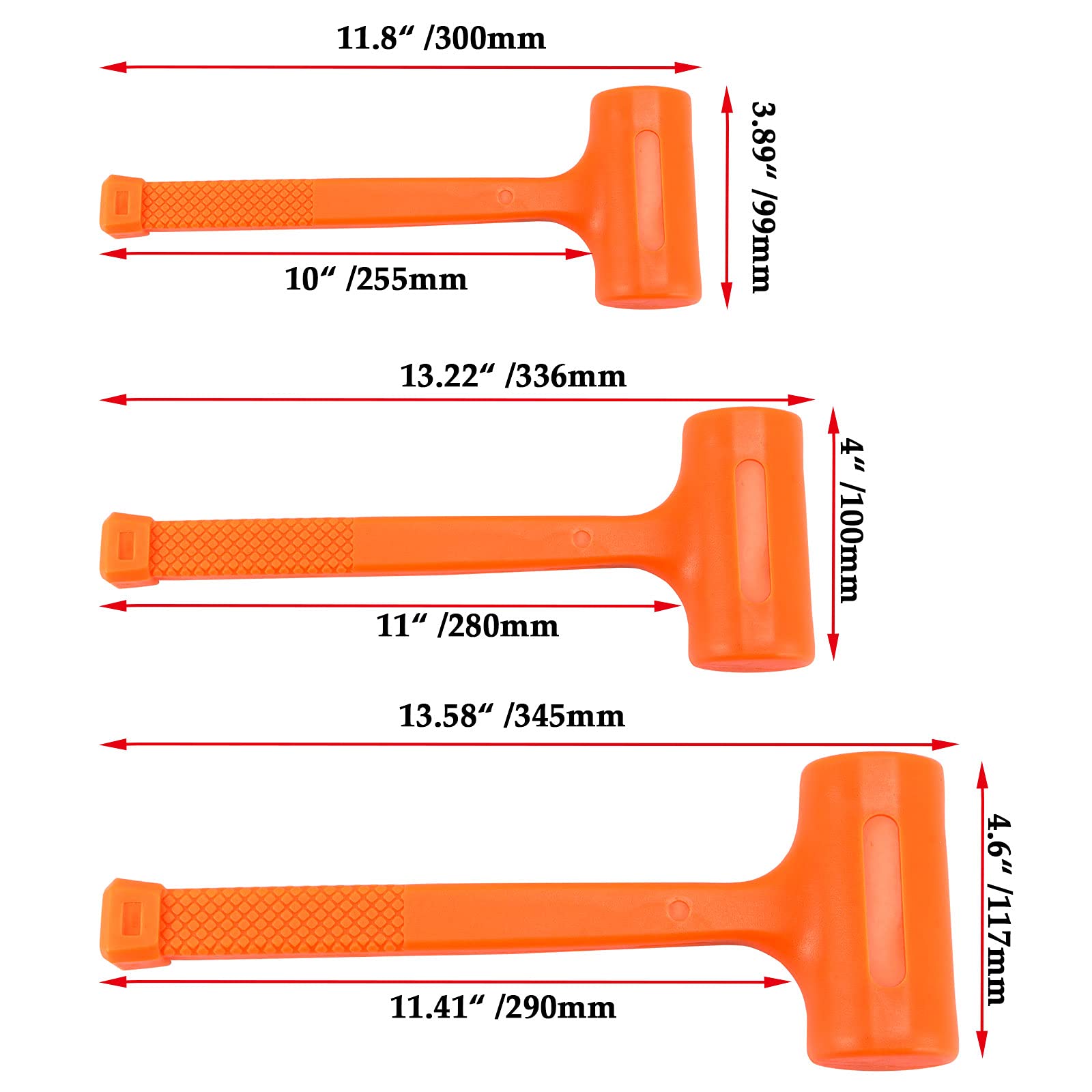 NEIKO 02847A 2 LB Dead Blow Hammer, Neon Orange | Unibody Molded