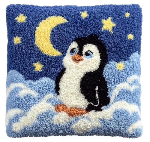 Taxpy Latch Hook Kits Pillow Penguin 17X17In