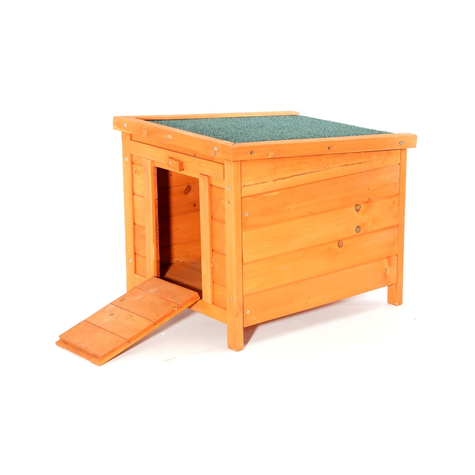 Wiltec Domek dla kota 420 x 515 x 430 mm z drewna świerkowego, budka dla małych zwierząt z otwieranym dachem i bitumicznym pokryciem, klatka do ogrodu i na balkon