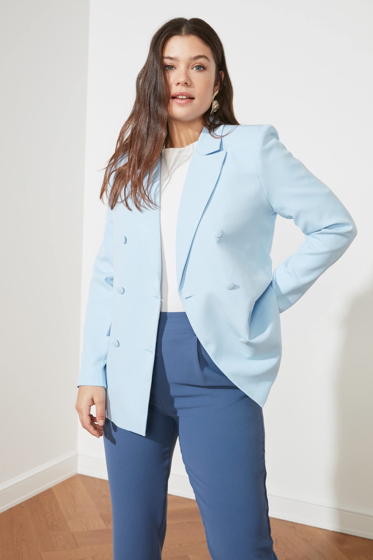 Trendyol Veste Blazer avec Boutons Verts Trendyol Green Button Veste Blazer Détail Vert Femme