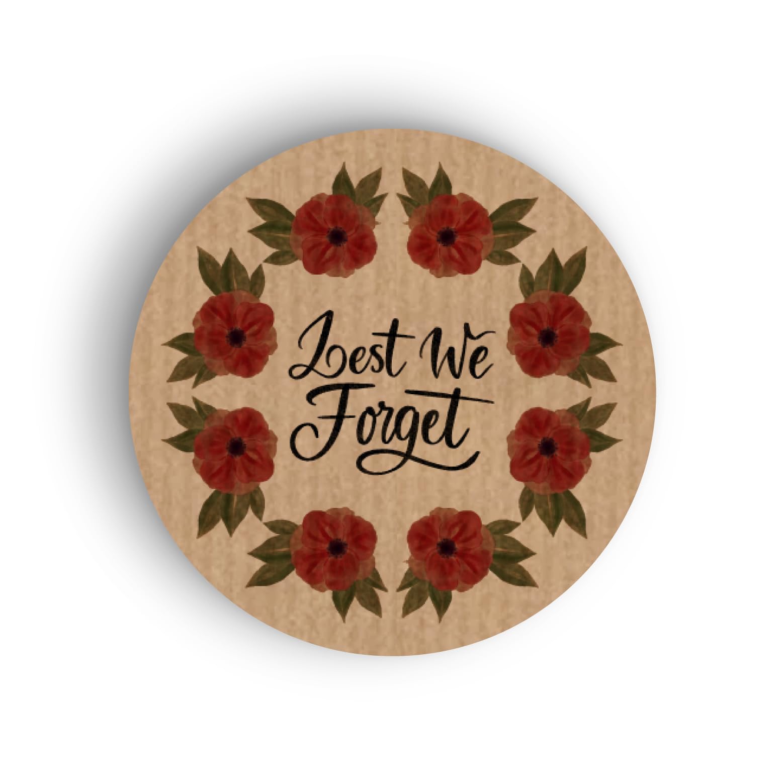 KraftyBazaar Pack of 450 Remember Poppy Wreath Remembrance Day Stickers, 37mm Self-Adhesive Kraft Brown Paper Labels, Multipack Stationery Crafts Decorative Labels, Remembrance Sunday Parade