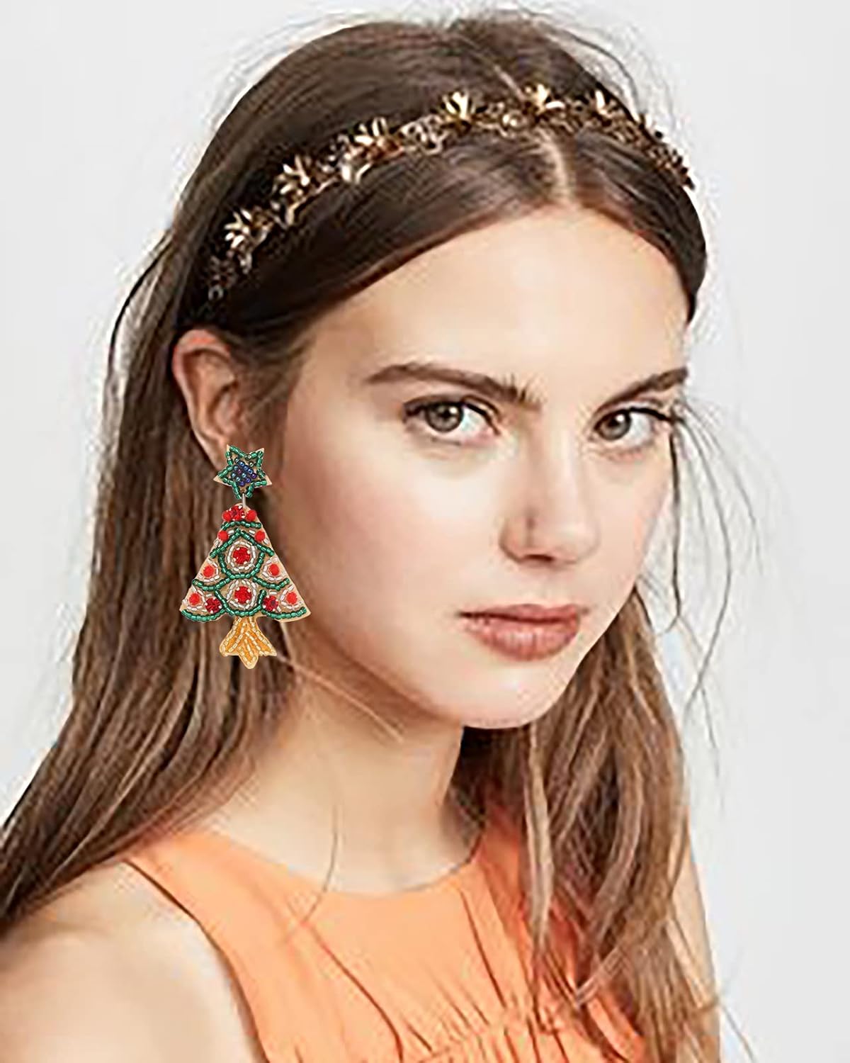 Christmas Earrings for Women Beaded Holiday Snowman Secret Santa Polka Dot Hat Earrings Christmas tree Drop Dangle Earrings Statement Earrings Festive Jewelry Gifts - Image 2