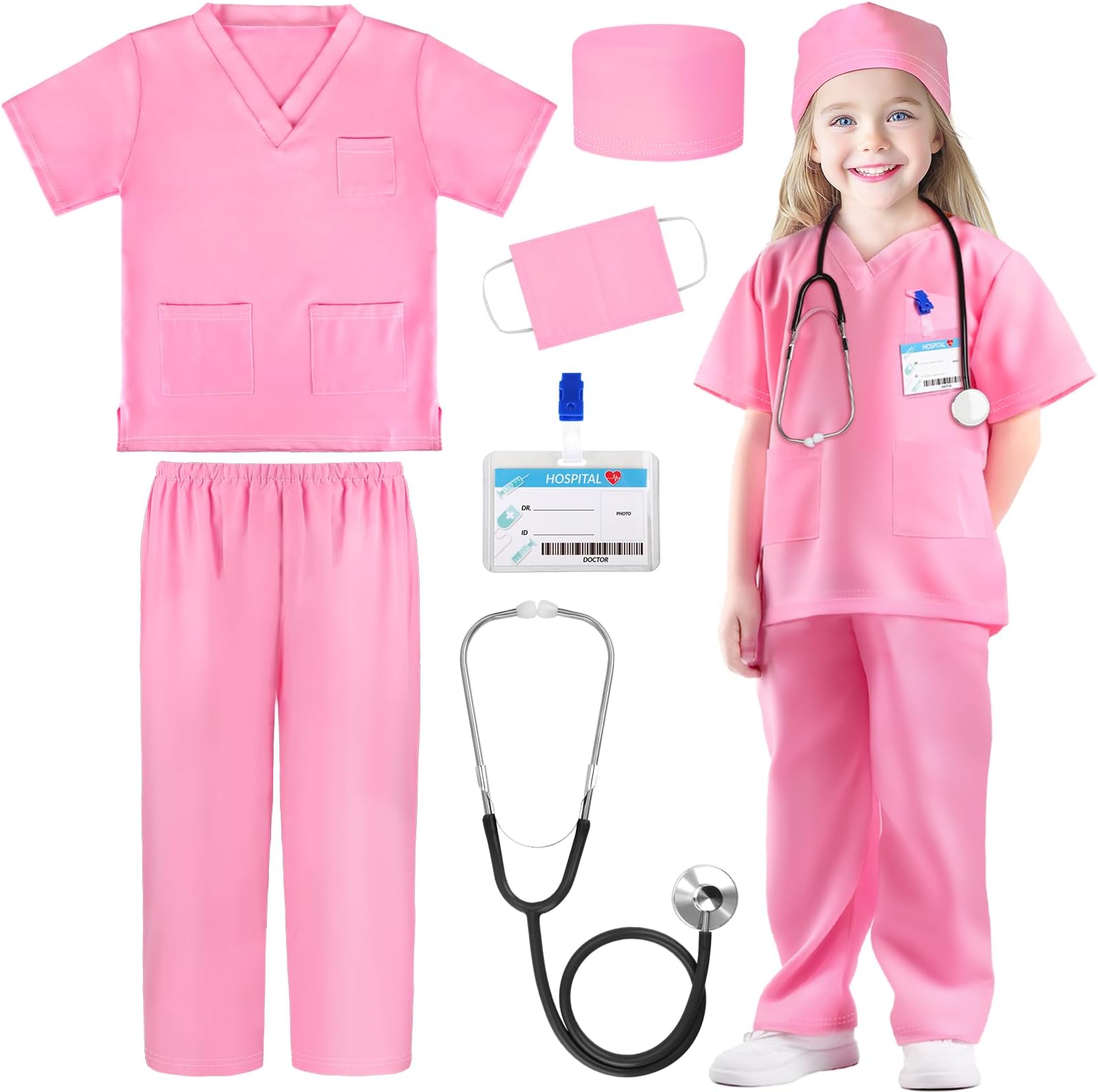 GIFTINBOX Doctor Costume For Kids Scrubs With Accessories Costume for Kids toddler Halloween Costumes For Kids…