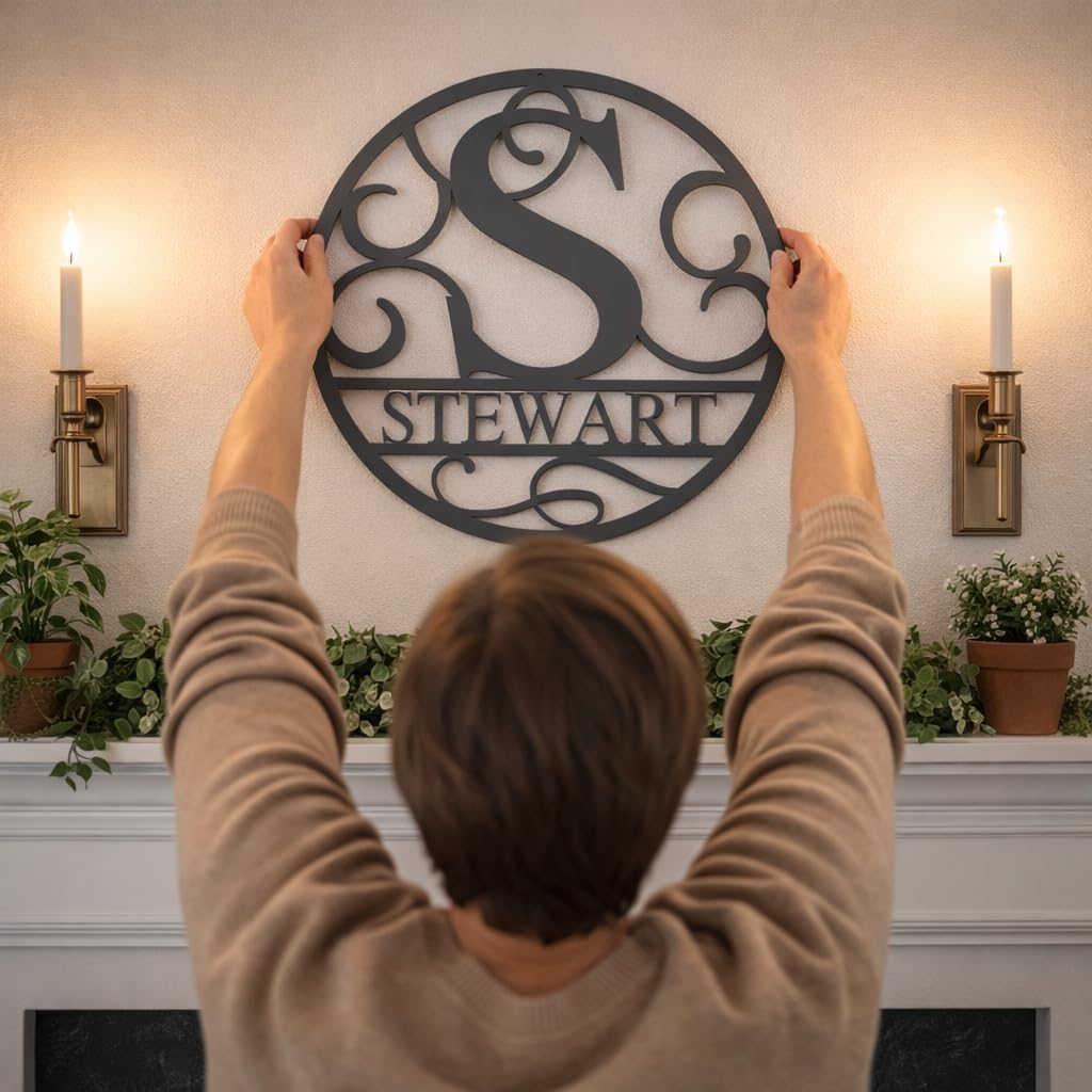 Custom Metal Signs | Personalized Wedding Gifts | Customized Name Sign for Outdoors | Monogrammed Gift Ideas | Last Name Monogram Wall Decor for Home Outdoor