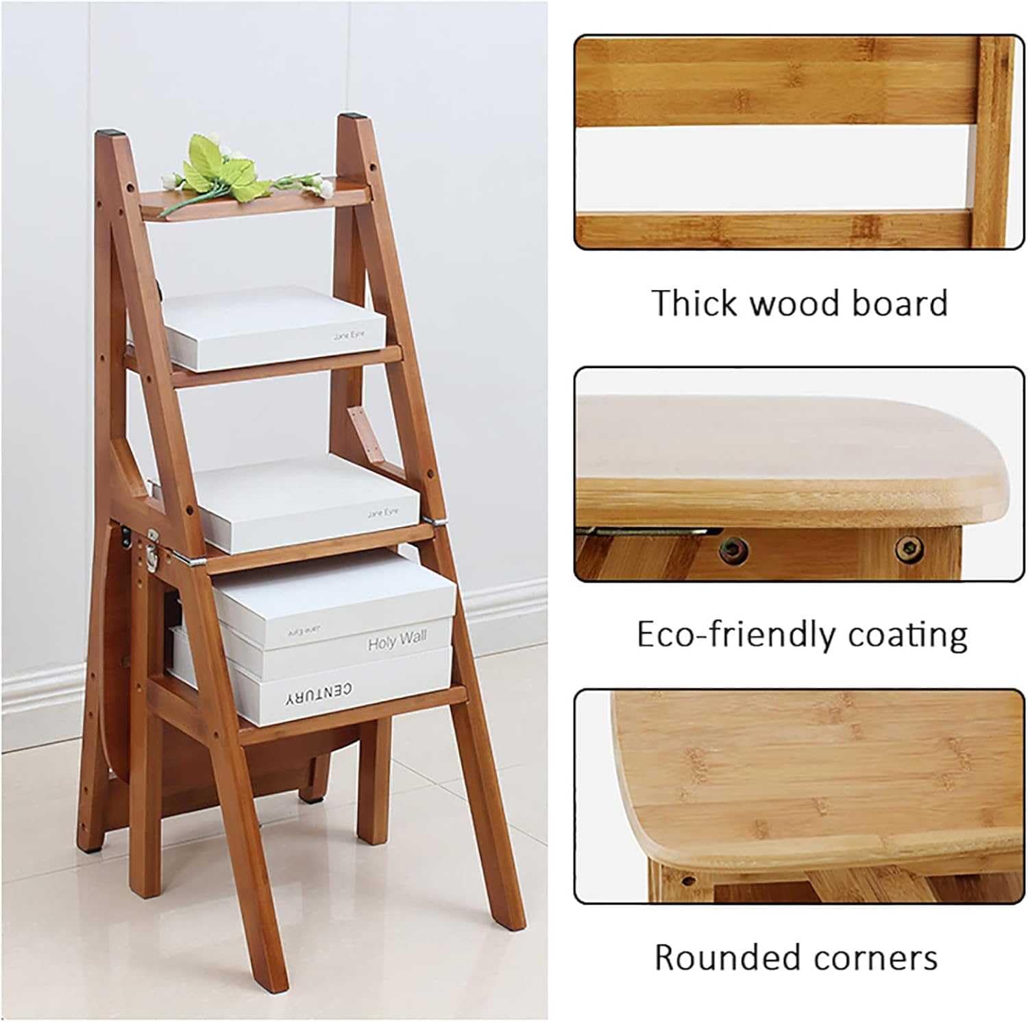 Silla plegable de 4 escalones, taburete portátil convertible para biblioteca, oficina, hogar, cocina al aire libre