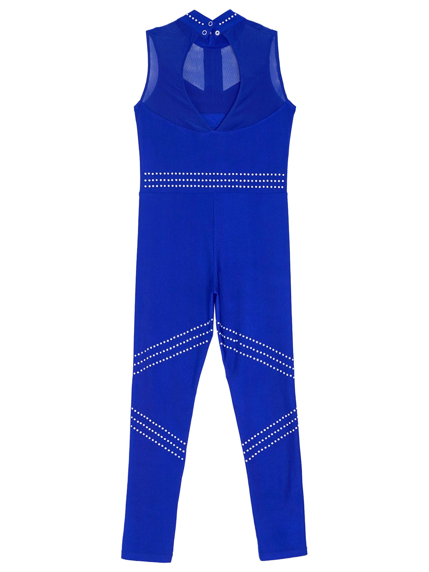 Alvivi Maillot de Gimnasia Rítmica para Niña sin Manga Leotardos de Danza con Pedrería Patinaje Mono Largo