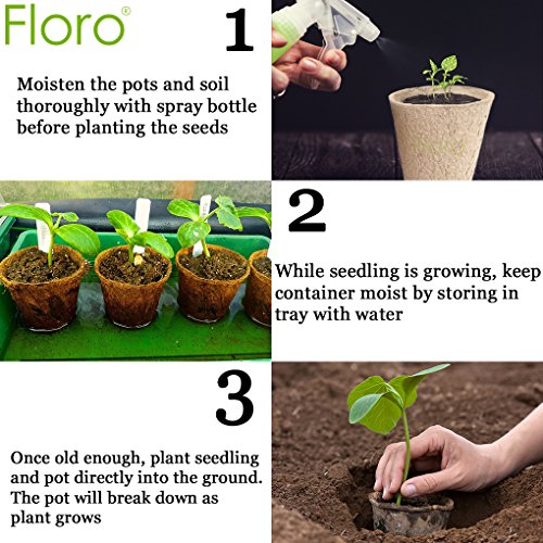 Floro Peat Pots, 4" Starter Pots For Saplings And Seedlings, Reduces Transplant Shock And Suitable For Various Plant-Growing Methods, 15 Pcs Per Pack #TOP4