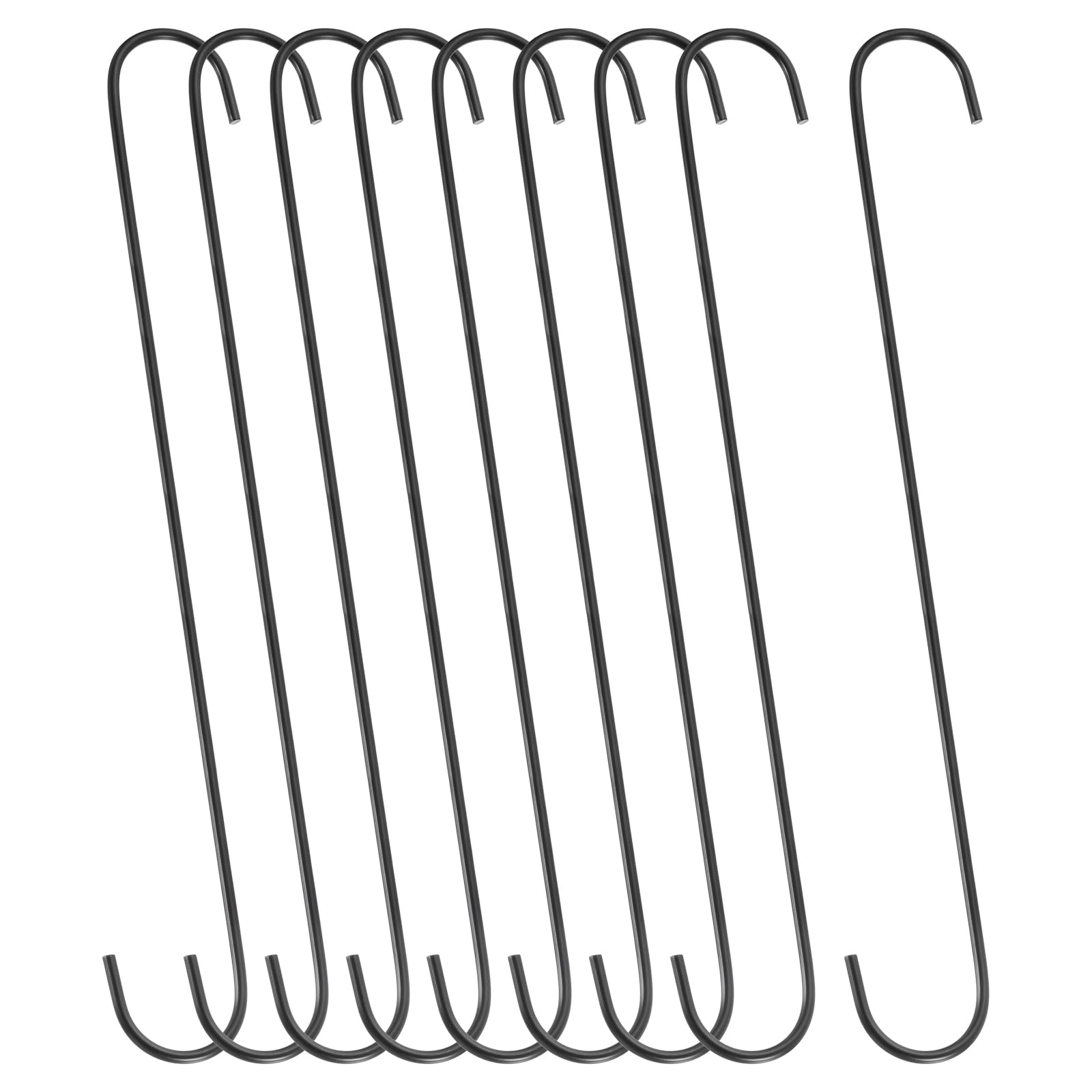 sourcing map S-Haken zum Aufhängen, extra lange Eisen-Kleiderbügel für Kleiderschrank, Küche, Werkstatt, Schrank, Badezimmer, Garten, Schwarz, 9 Stück