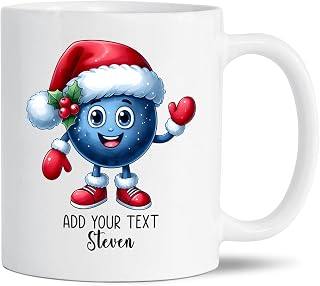 Personalized Blueberry Fruit Christmas Coffee Mug With Name, Custom Blueberry Christmas Hat White Ceramic Cup, Festival Tea Cup Gift For Blueberries Lover, Fruit Xmas Porcelain Mugs 11oz or 15oz