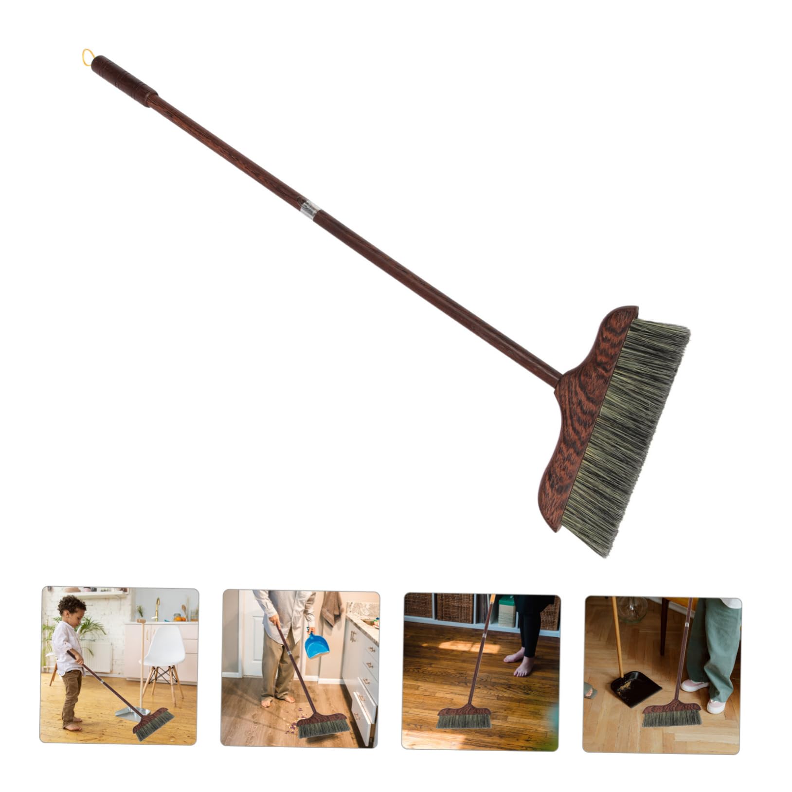 Generic Long Broom with Beveled Bristles Durable Cleaning Tool for Effortless Sweeping Under Cabinets and Corners for Home Kitchen and Warehouse Use Convenient