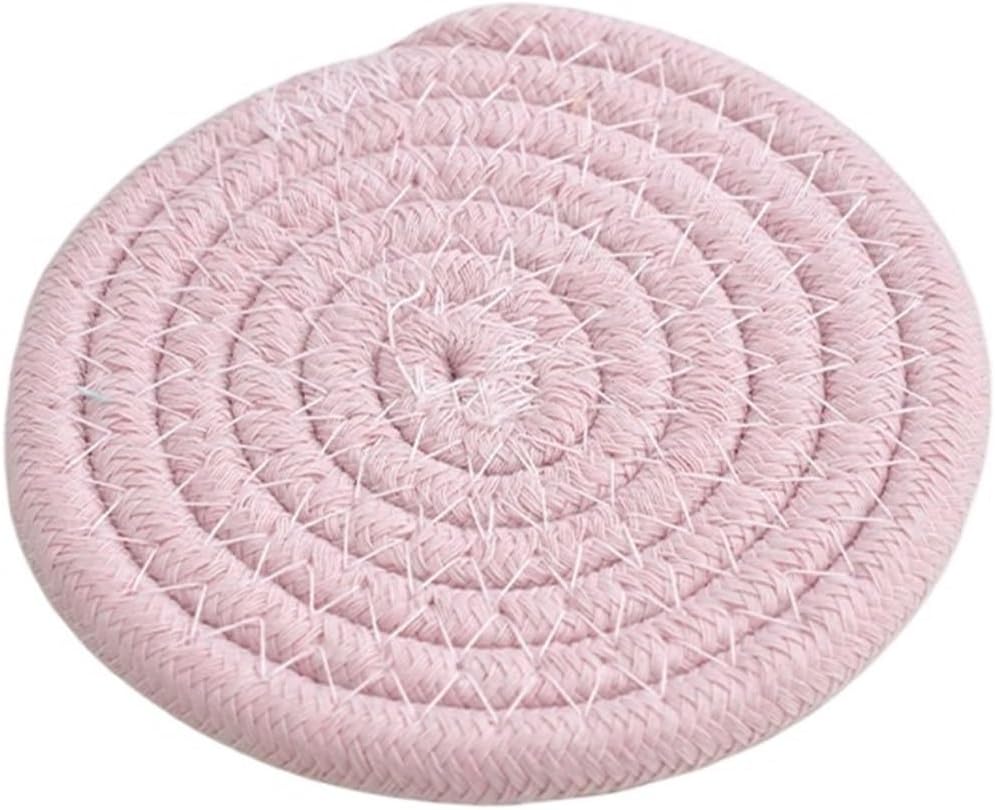 Woven Placemat Thickening is Not Easy to Hot Restaurant Homestay Home Cup Bowl Mat Cushion Insulation Rope(White-Dinosaur Doodle4)