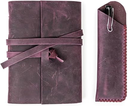 Leather Journal 260 Kraft Pages Handmade 5"x7", Imperial Purple