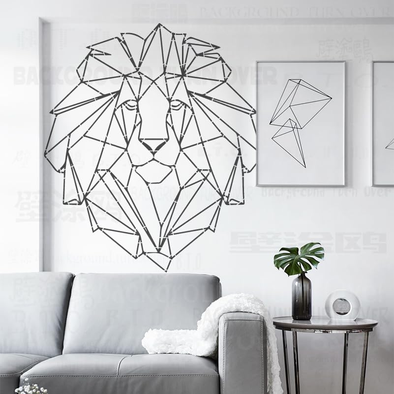 91cm Lion Line Art Linear Triangular Geometric Stencils For Walls Templates Template Painting On The Wall Decoration To Paint Brick Decor Big Decorative Plaster Machines