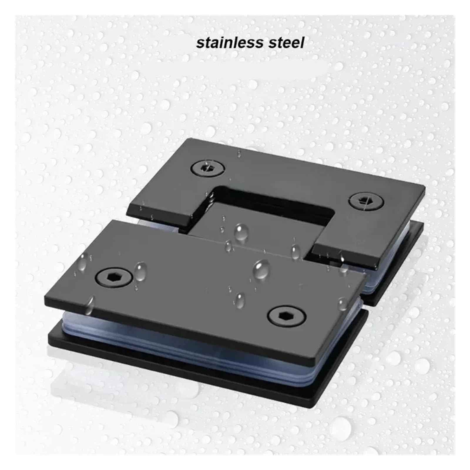 Bisagras para mamparas de ducha, Bisagras for puerta de ducha acero inoxidable, 180 grados, negro y plateado, 1/2 Uds(Black,2pcs)