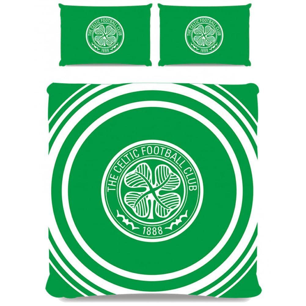 Celtic F.c. Green Celtic Fc Pulse Double Duvet Cover And Pillowcase Set