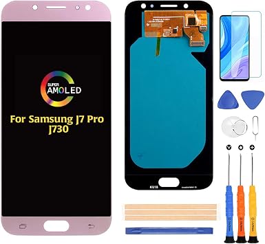 Compatible with Samsung Galaxy J7 PRO J730 OLED Screen Replacement, for J7 2017 J730 J730F/DS J730G/DS J730GM/DS LCD Display Touch Screen Digitizer Assembly Parts,with Screen Protector+Tools Pink