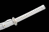 Vista 5 de Espada Katana Tradicional Forjada a Mano con Templado de Calor/Arcilla Verdaderas Katanas de Acero al Carbono 1060/1095 T10, Afilar, Espiga