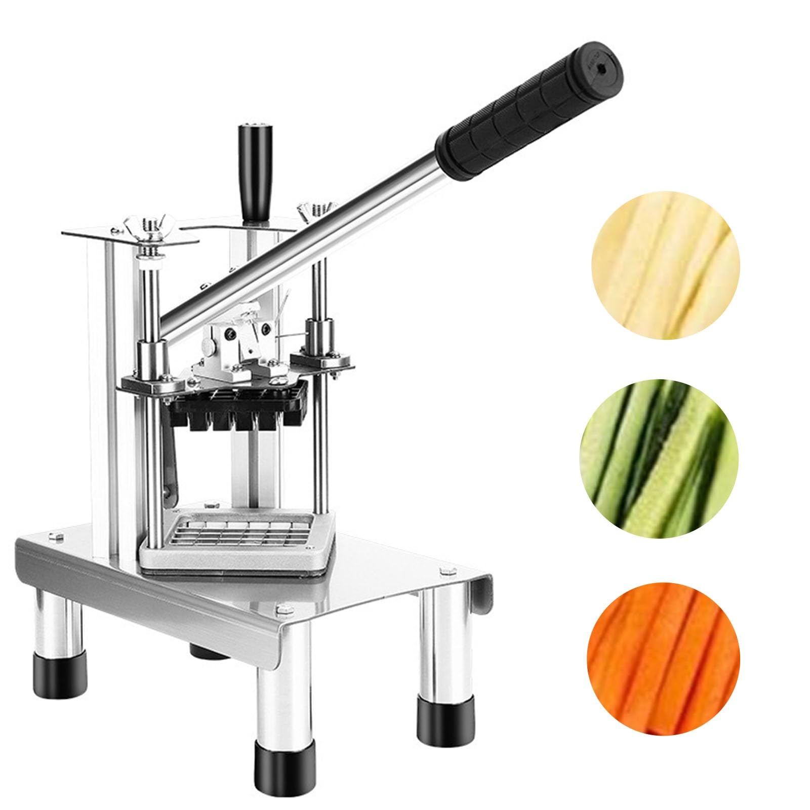 IUokLU Commercial French Fries Cutter Potato Chipper Vegetable Chopper,with 3 Stainless Steel Blades-7/10/14mm, Potato Dicer & Slicer