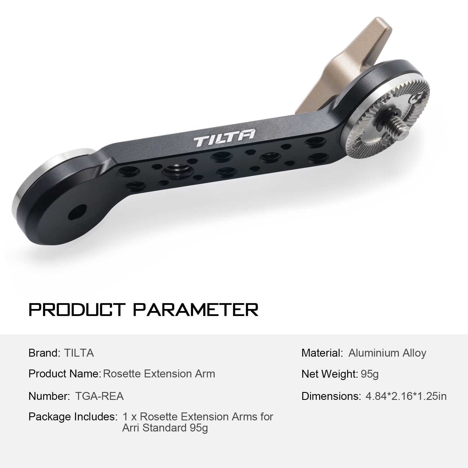 TILTAING Brazo Extensor de Roseta para cardán dji RS2 RSC2 con múltiples roscas de 1/4"-20 y 3/8"-16, Compatible con Cualquier conexión de Roseta estándar ARRI TGA-Rea