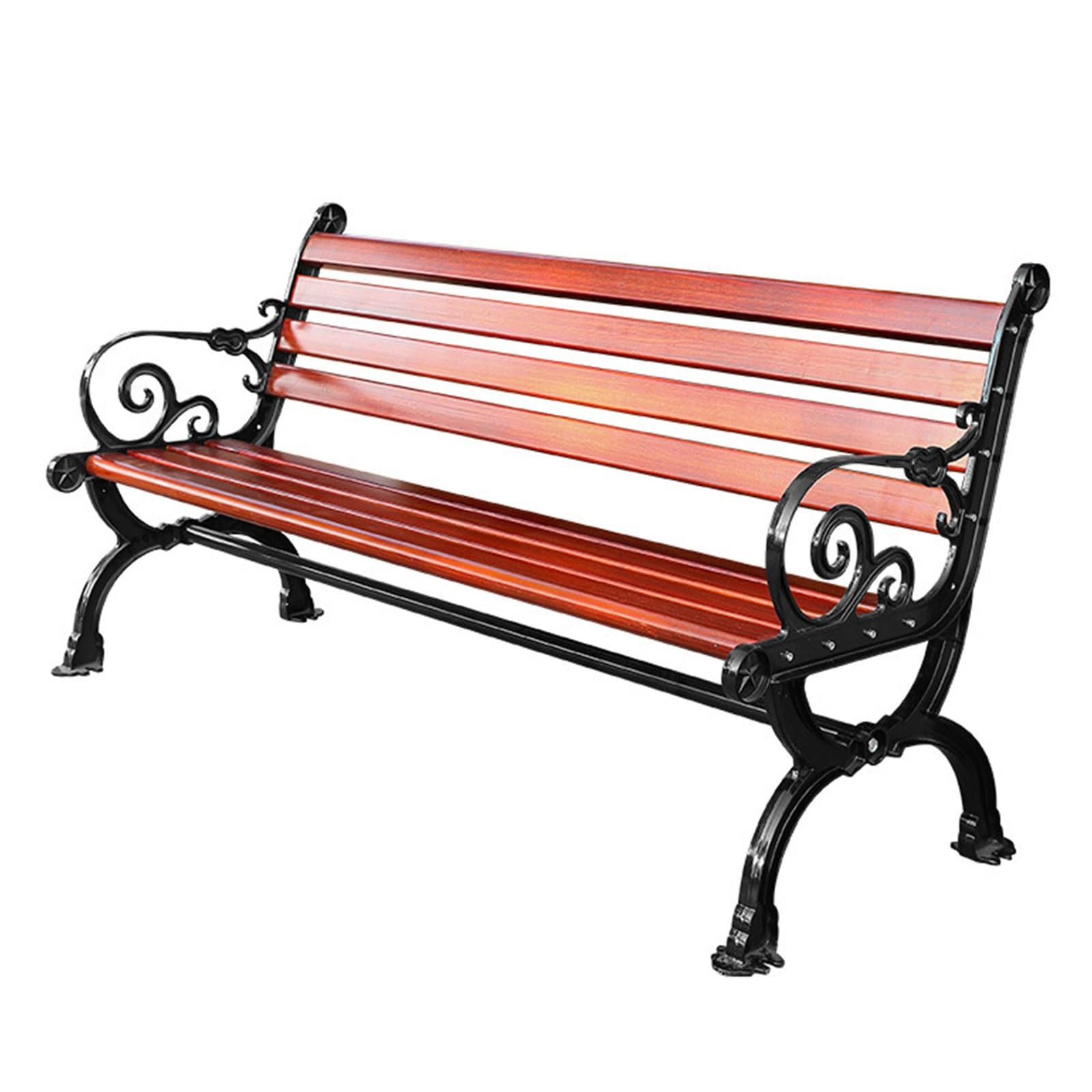 SMDLKVM Outdoor Metal Bench, Garden Bench With Armrests And Backrest