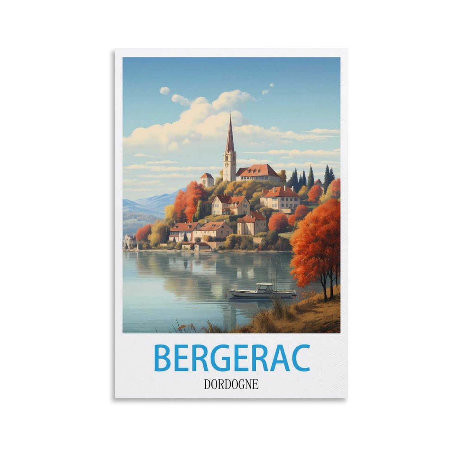 LNHZGNJNH Bergerac Dordogne Vintage Travel Posters 08x12inch(20x30cm) Canvas Wall Art Wall Print Painting Decor Living Room Bedroom Decor