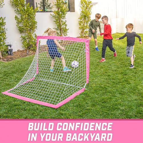 Image of GoSports Portable Soccer Goals for Kids - 13 Color Options - Choose 4 x 3 ft or 6 x 4 ft - Team Tone Pop Up Nets for Backyard
