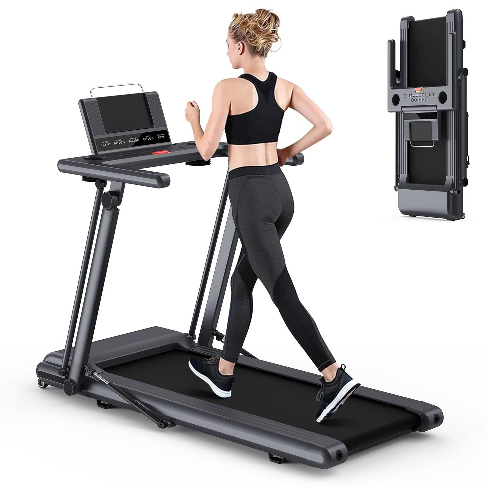 YESMAX Foldable Treadmill - 120KG Capacity, Built - in Bluetooth Speaker, LED Display, Apartment - Friendly, No Assembly Required - Ideal for Saudi Homes