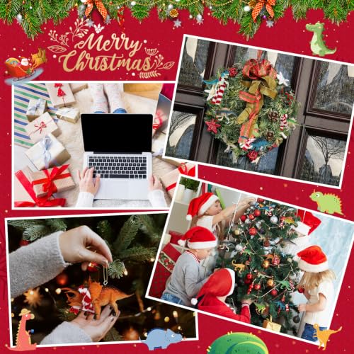 Image of Mulbozy 12 Pcs Dinosaur Ornaments for Christmas Tree,Dinosaur Christmas Set