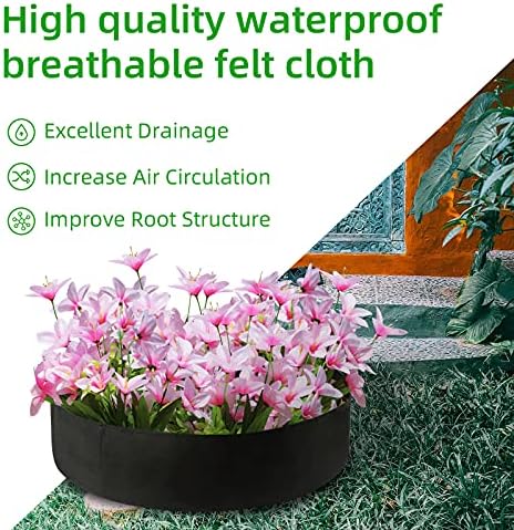 2 Pack Vegetable Grow Pots, 100 Gallon Extra Large Raised Bed Bag Round Planter Garden Grow Bags, Felt Fabric Breathable Planting Container Grow Bag Planter Pot for Plants, Flower, Vegetables