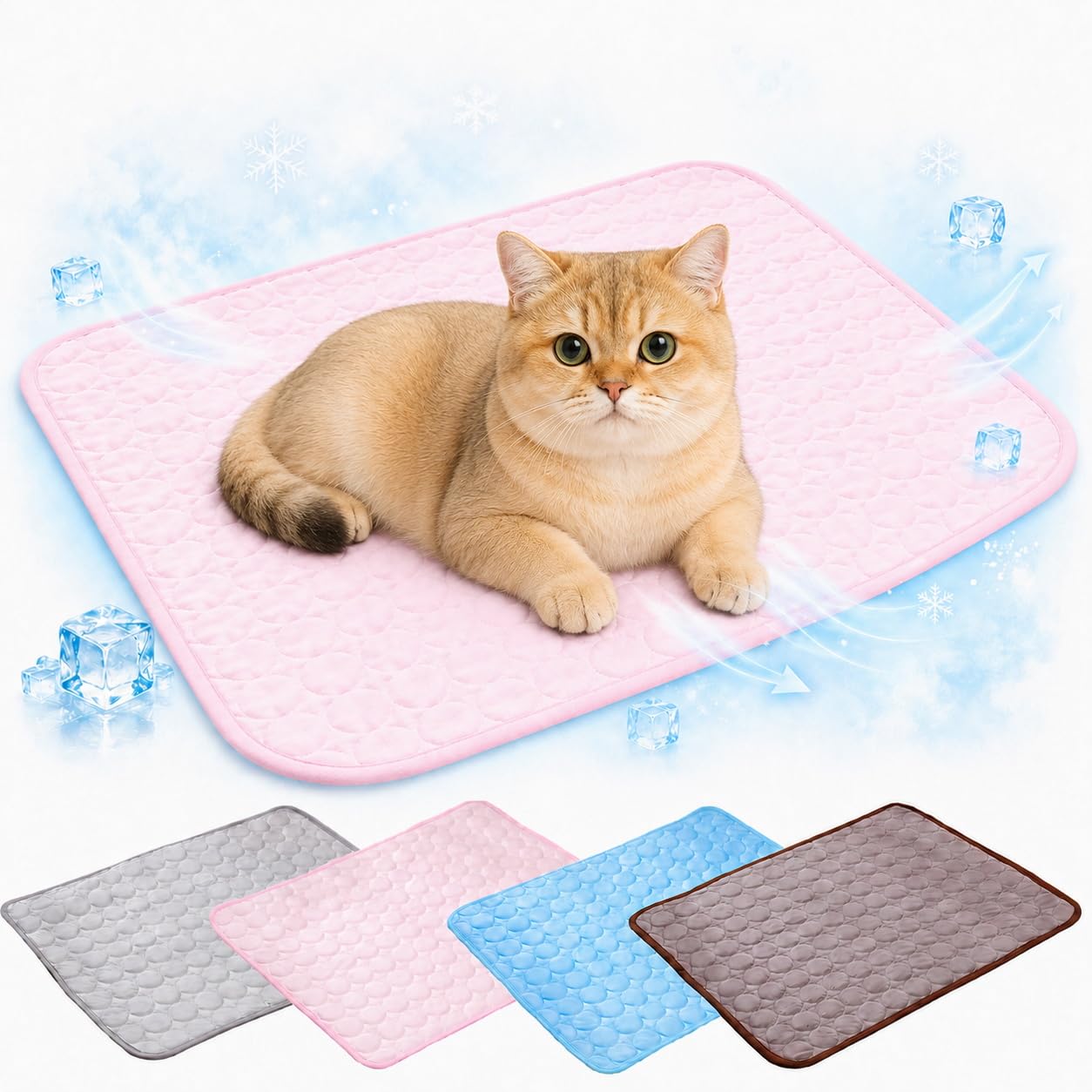 Ice Silk Pet Cooling Mat for Dog & Cat，Pink：62 x 50 x 1 cm (L x W x H)