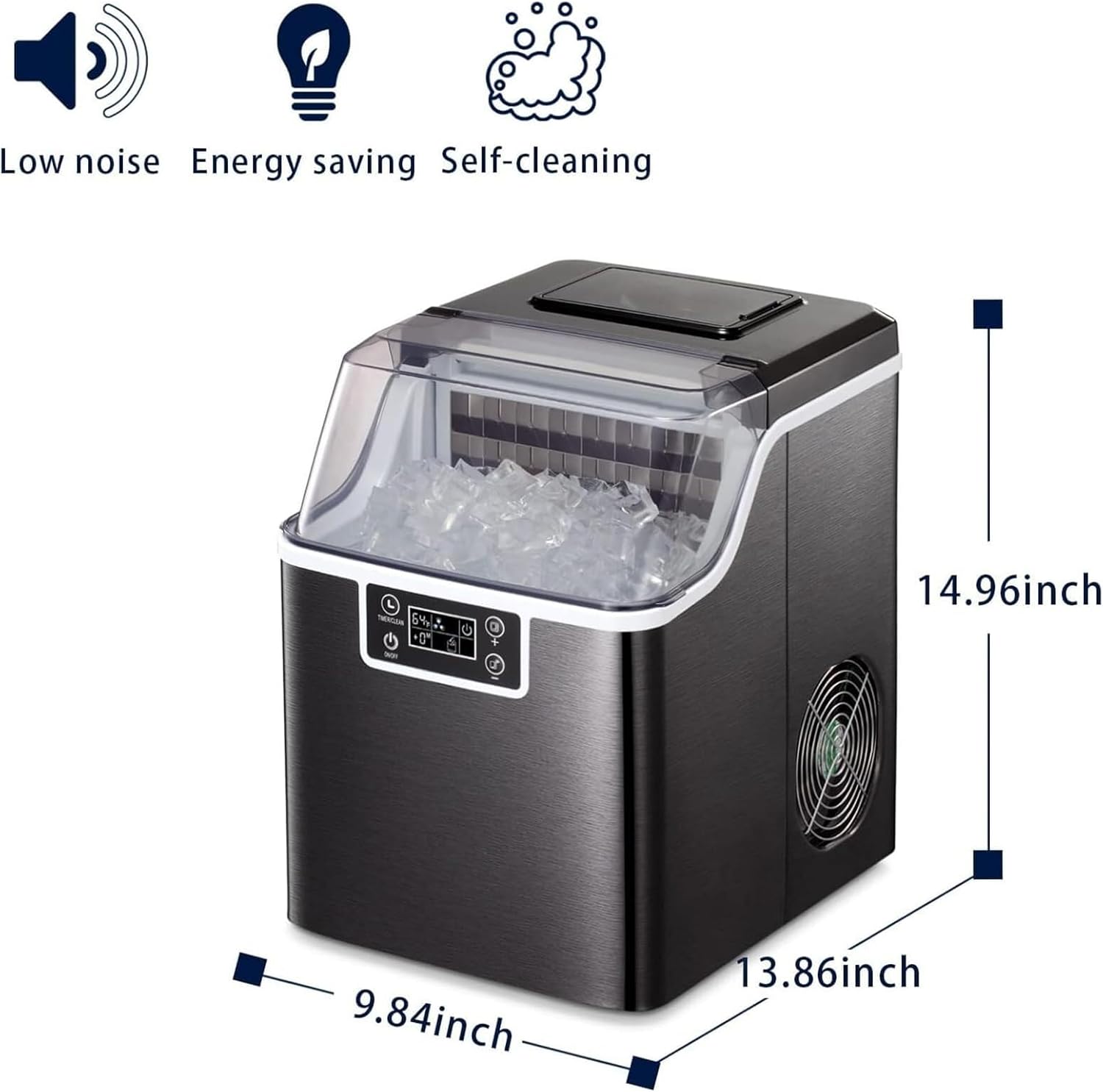 Countertop Ice Cube Maker, Pebble Ice Maker Machine with Self-Cleaning, 35kg of Ice Per Day, Pellet Ice Maker for Home/Office/Bar/Party