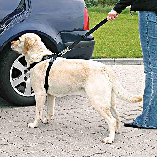 TRIXIE Auto Geschirr Größe L: Brustumfang 70–90 cm/25 mm in schwarz - stufenlos anpassbares Hundegeschirr für das Auto mit verstellbarem Anschnallgurt für große Hunde, 1292