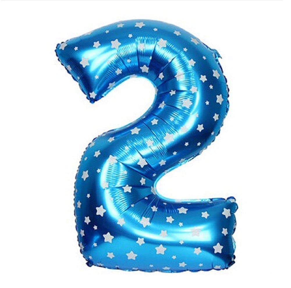 16" Blue Number 2 Foil Balloons Air Filled Self Inflating Birthday Anniversary Wedding Party Banner Decorations