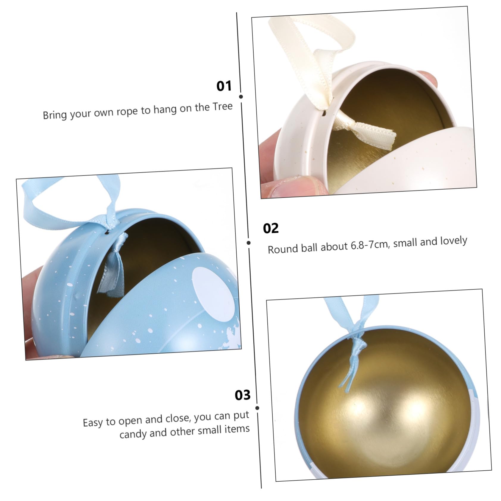 Operitacx Stk Weihnachtskugel-anhänger Runder Geschenkdosenbehälter Befüllbare Weihnachtskugeln Weihnachtskeksdosen Füllbare Weihnachtsornamente Weihnachtsbonbonkugel Weißblechmaterial