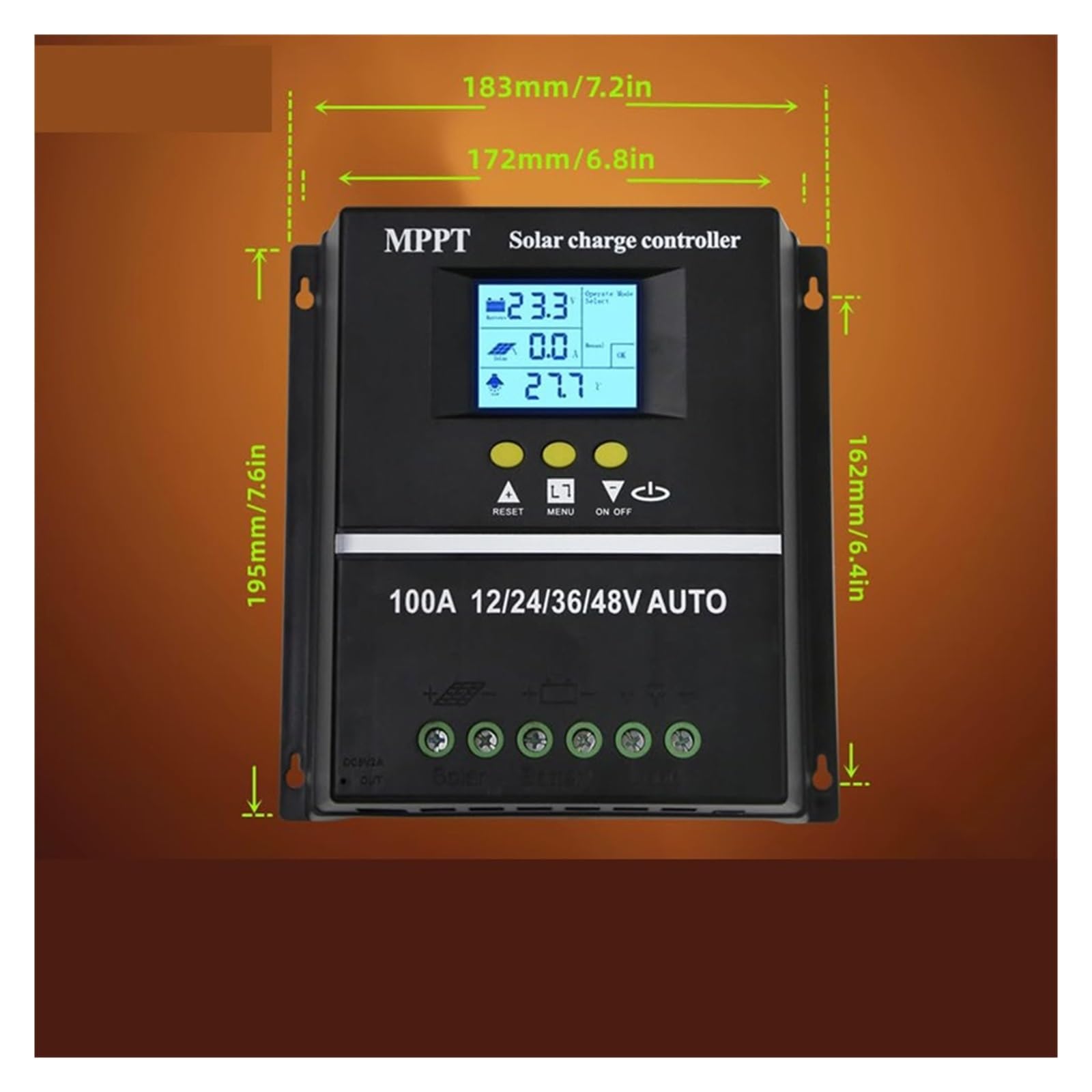 Controlador de Carga Solar Controlador de Carga Solar 60A 80A 100A MPPT 12V 24V 36V 48V Regulador Dual USB(60A)