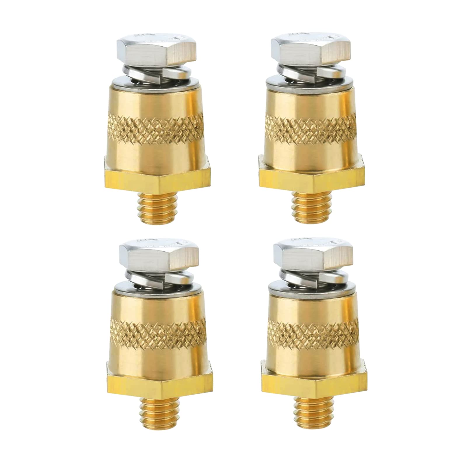 Ampper M8 Thread Male Brass Battery Charging Post Terminals, M8 Battery Post Adapter (+/-) with Top Bolts for Extension, Pack of 4