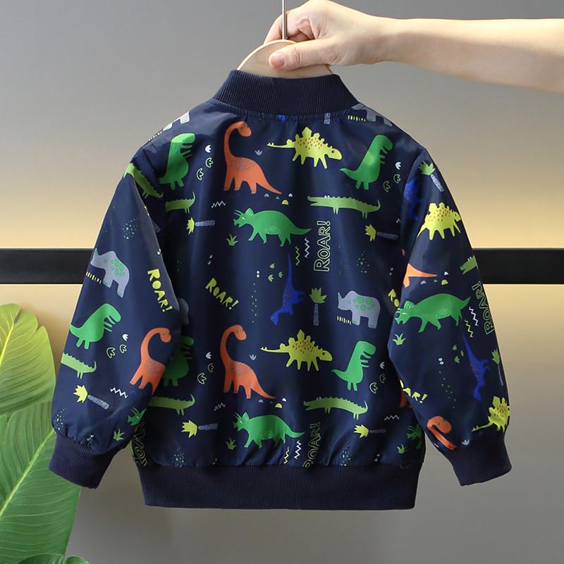 Boys' Spring and Autumn Cartoon Hoodie Jacket, Back to school Little Boys' Dinosaur Jacket size 2-63