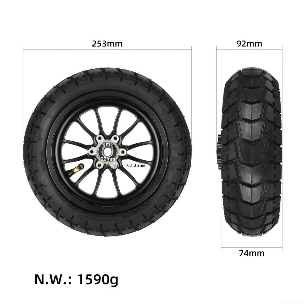 Mozzi ruota anteriore scooter elettrico per Kukirin A1 con pneumatici 10x2.75-6.5 10 pollici in lega di alluminio e gomma nera